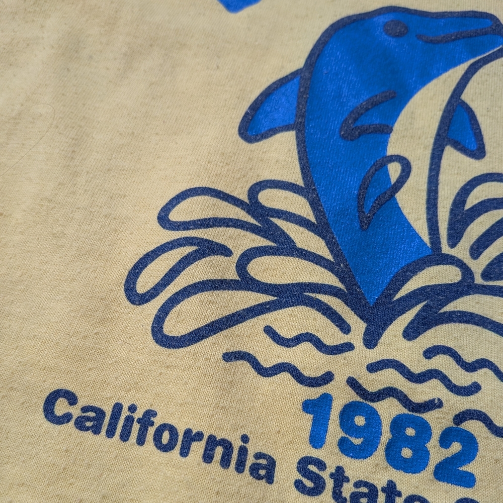 Vintage Dawls Yellow Dawlphins Dolphins T-Shirt *Fits Like XS* - Picture 8 of 11